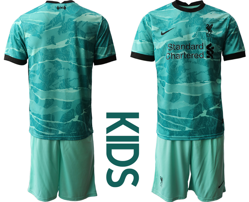 Youth 2020-2021 club Liverpool away blank green Soccer Jerseys->liverpool jersey->Soccer Club Jersey